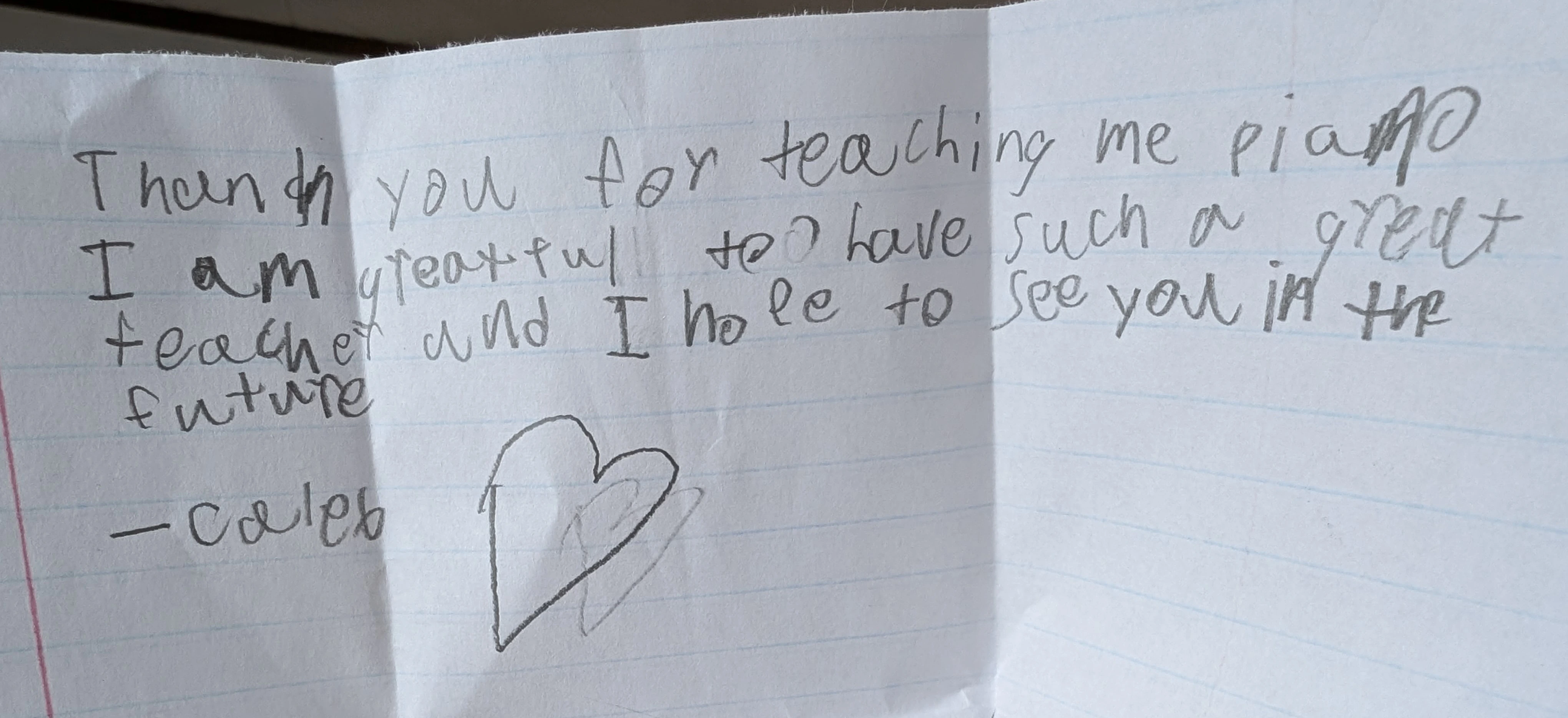 A thank you from a teenager