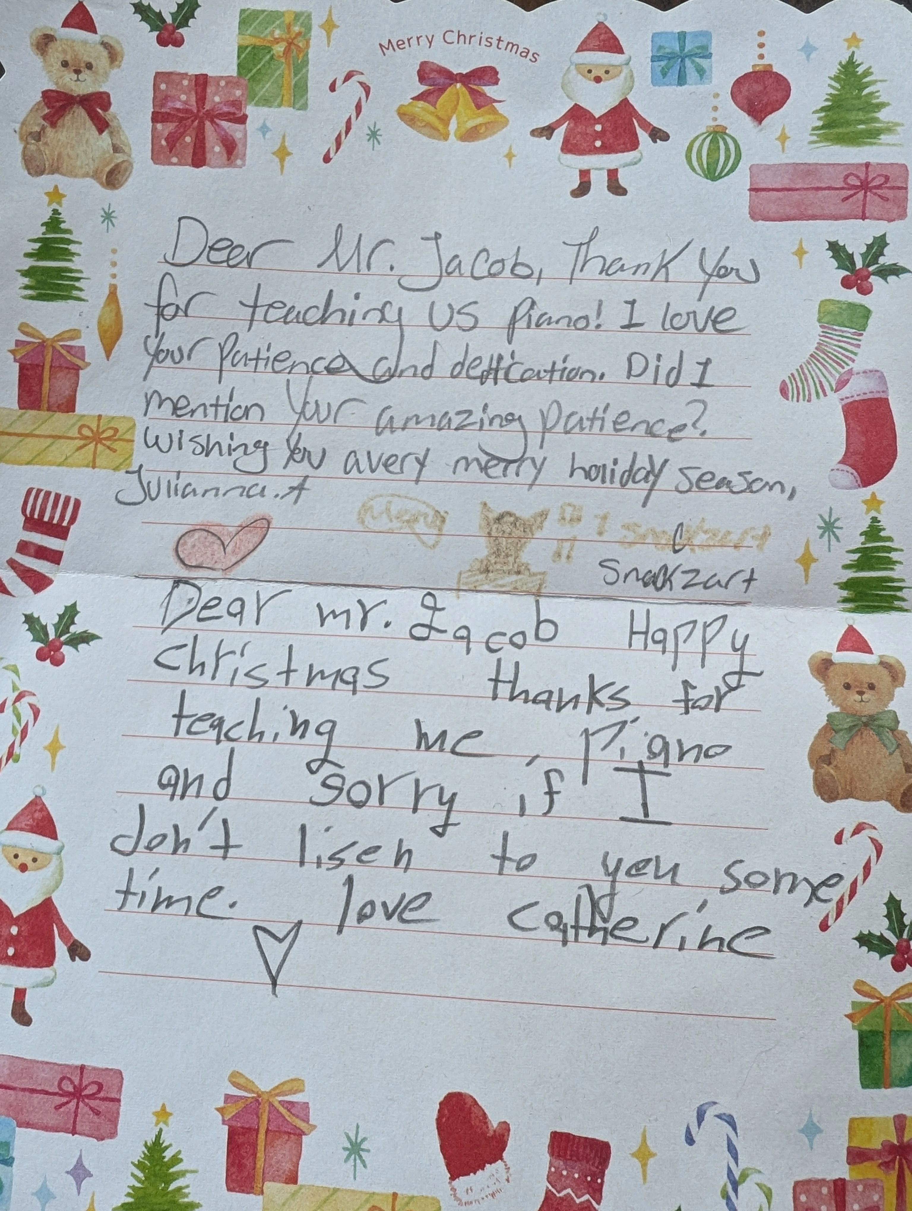 A thank you message from two students