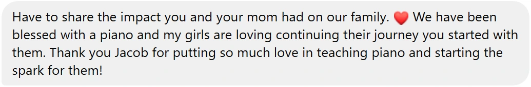 A message from a thankful mom on Messenger